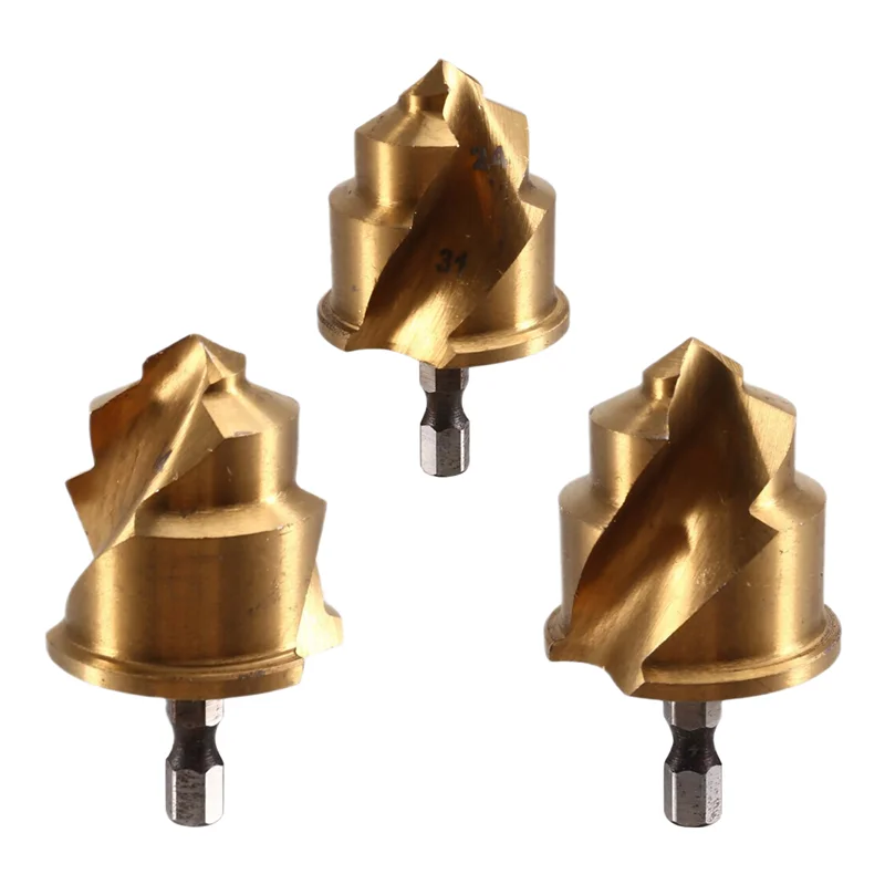 AB15-3Pcs 20/25/32Mm Schritt Bohrer Mit Grenze Schwenk Nut PPR Hebe Kegel Bohrer Bits für Wasser Rohr Reiben