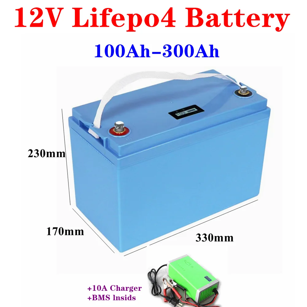 

LiFepo4 12V 100Ah 120AH 150AH 180AH 200AH 250AH 280Ah 300AH lithium battery with BMS for 3600w camper caravan solar energy