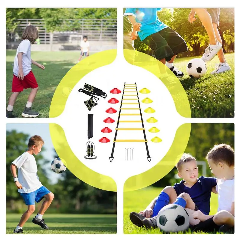 Equipamento de treinamento de futebol para jovens auxiliares de treinamento de futebol para atletas portátil acessórios de prática de velocidade de futebol para