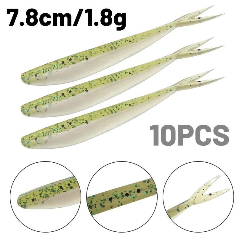 

Small Fork Tail Soft Worm Lures 7.8cm 1.8g Lightweight Bionic Soft Baits For Bass Mandarin Fish Freshwater Fishing Tackle
