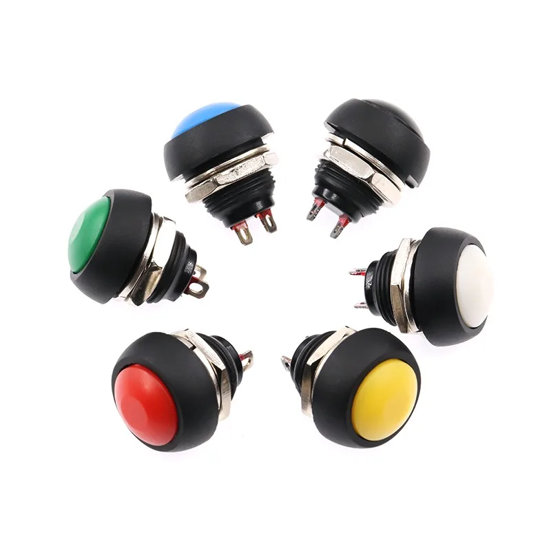 100pcs/lot PBS-33B Button switch Non Lock Self-resetting Button Power Switch Mounting Hole 12mm