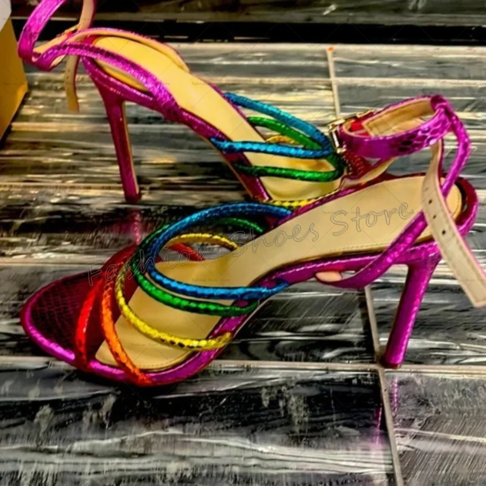 

Mixed Color Open Toe Round Toe Sandals Fashion Women Shoes Stilettos High Heels Party Banquet Dating 2025 Zapatos Para Mujere