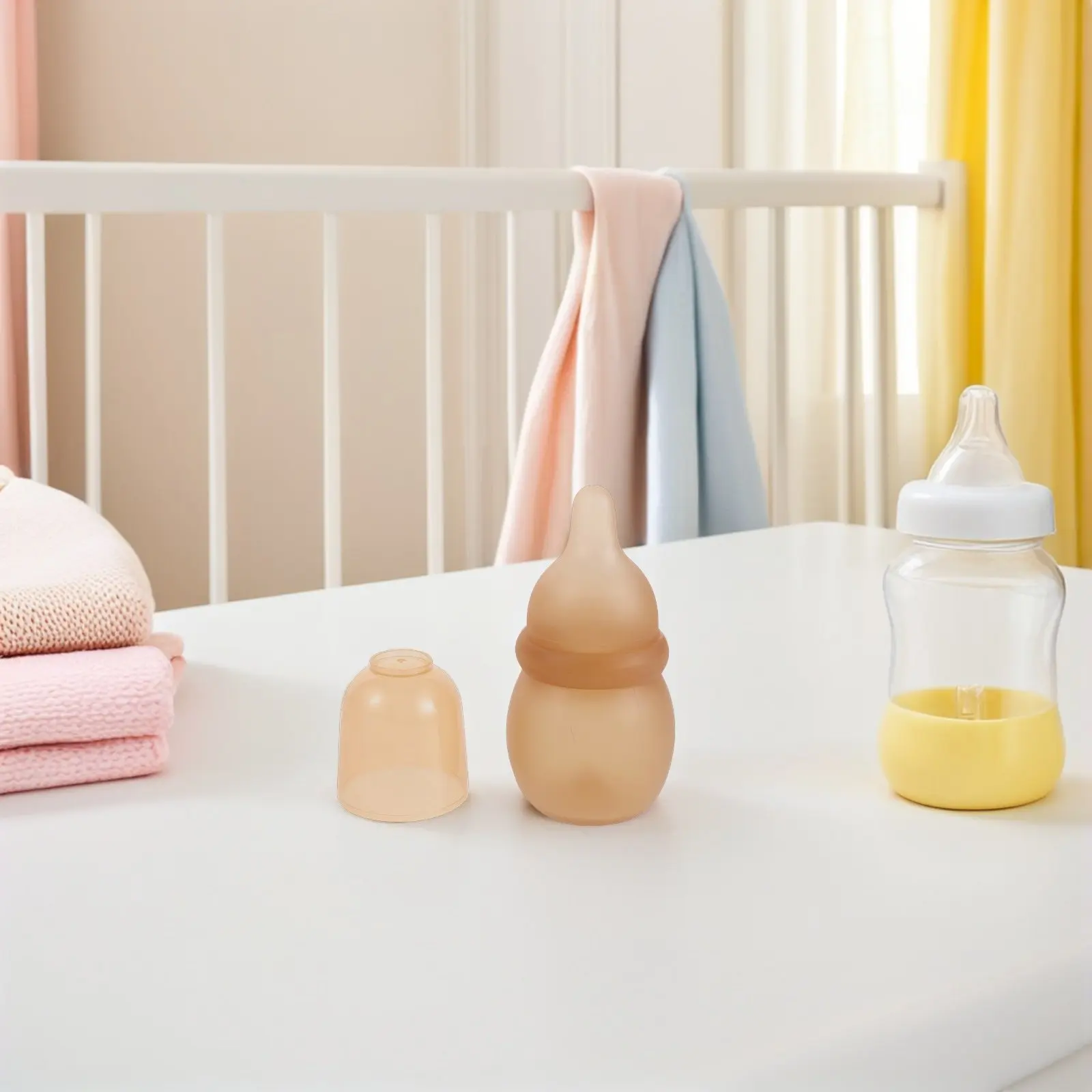 

4Pcs 60Ml Silicone Infant Feeding Bottle Newborn-Safe Soft Silicone Nipple Colic Prevention Travel-Convenient Bottle