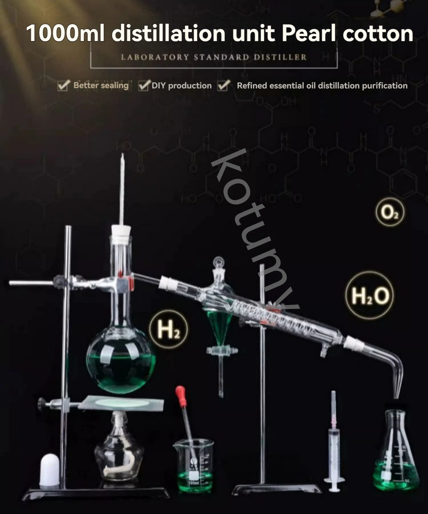 Essential Oil Distillation Kit Distillation Apparatus Distillation Condenser Distilled Water Purification Extraction Full Set