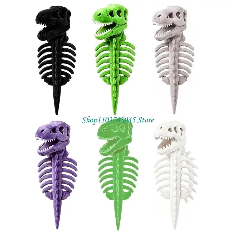 R53F Pet Dinosaur Skeleton Costume for Dog and Cats, Padded Skull, Rib , Spine and Tail Outfit Cosplay Accessory for Halloween