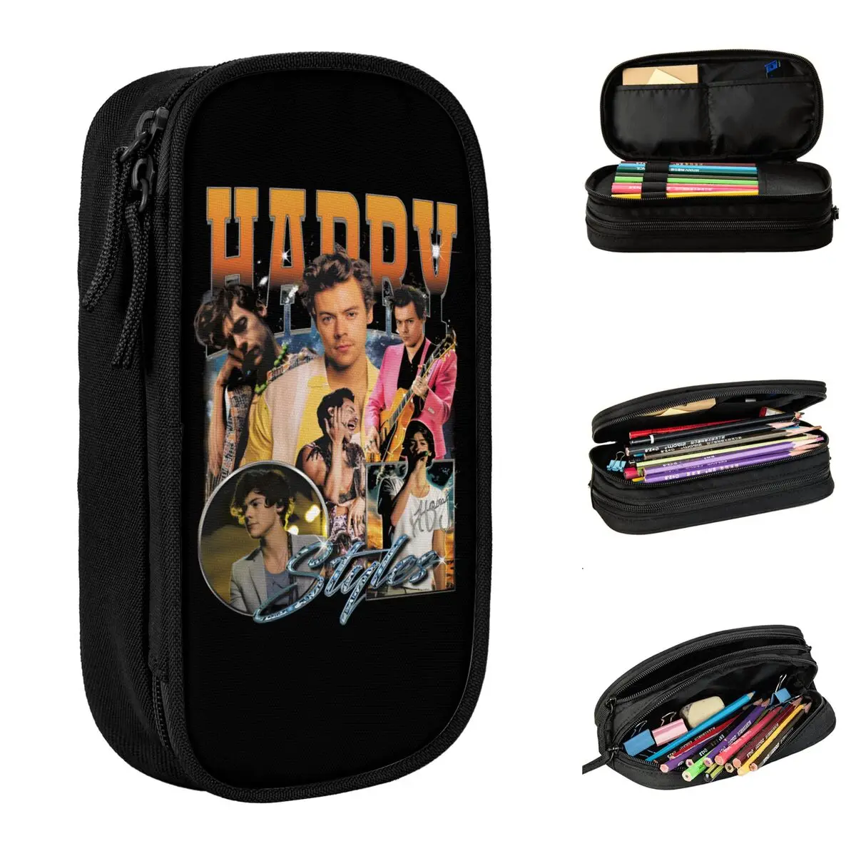

Harrys Styles Vintage Bootleg Pencil Cases Lovely Pen Box Bag Kids Large Storage Office Gifts Pencil Box