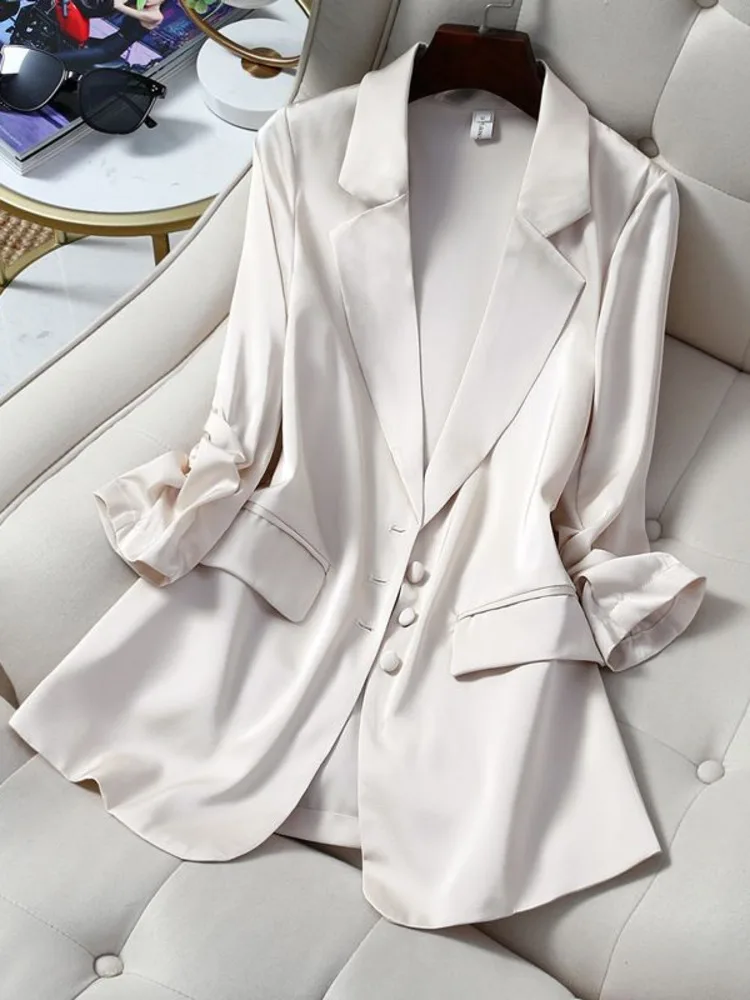 Fashion Women Casual Clothes Long Sleeve Lapel Solid Color Single Breasted Office Lady Temperament Chic Coat Tops New