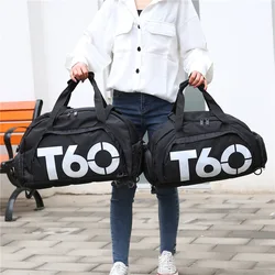 T60 Gym Sportrugzak Dames Man Fitness Reizen Outdoor Handtas Schoen Schouder Duffle Weekend Grote capaciteit Draagbare natte tas