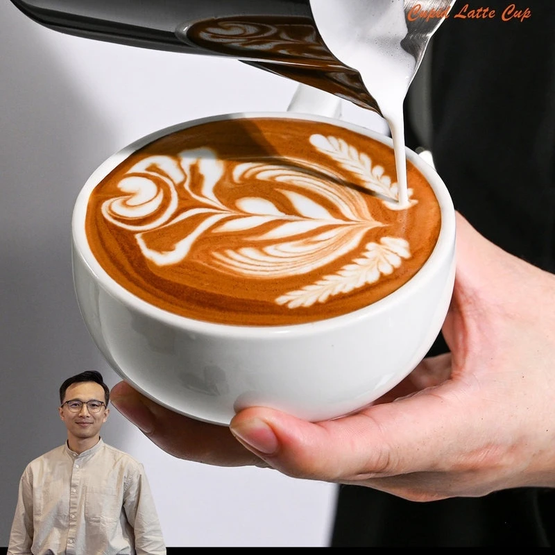 MUVNA Cupid Latte Cup Ceramic Coffee Mug Exquisite Porcelain Drinkware For Home Barista Coffee Making Gifting Use