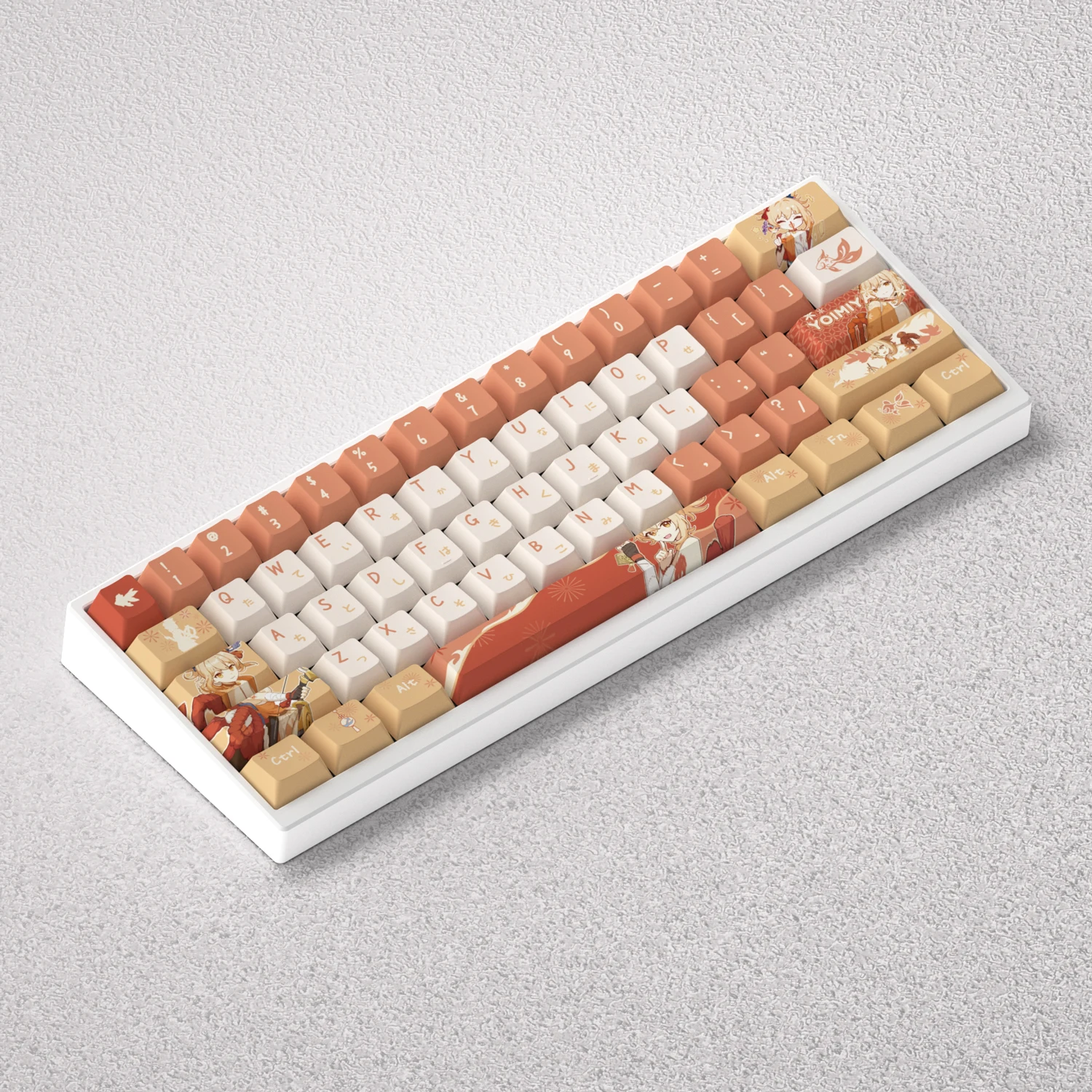Yoimiya Keycaps PBT 73/98 Keys Side Print Backlight Dye Sublimation Cherry for Mechanical Keyboard AULA F75 Mad 60he 68he Game