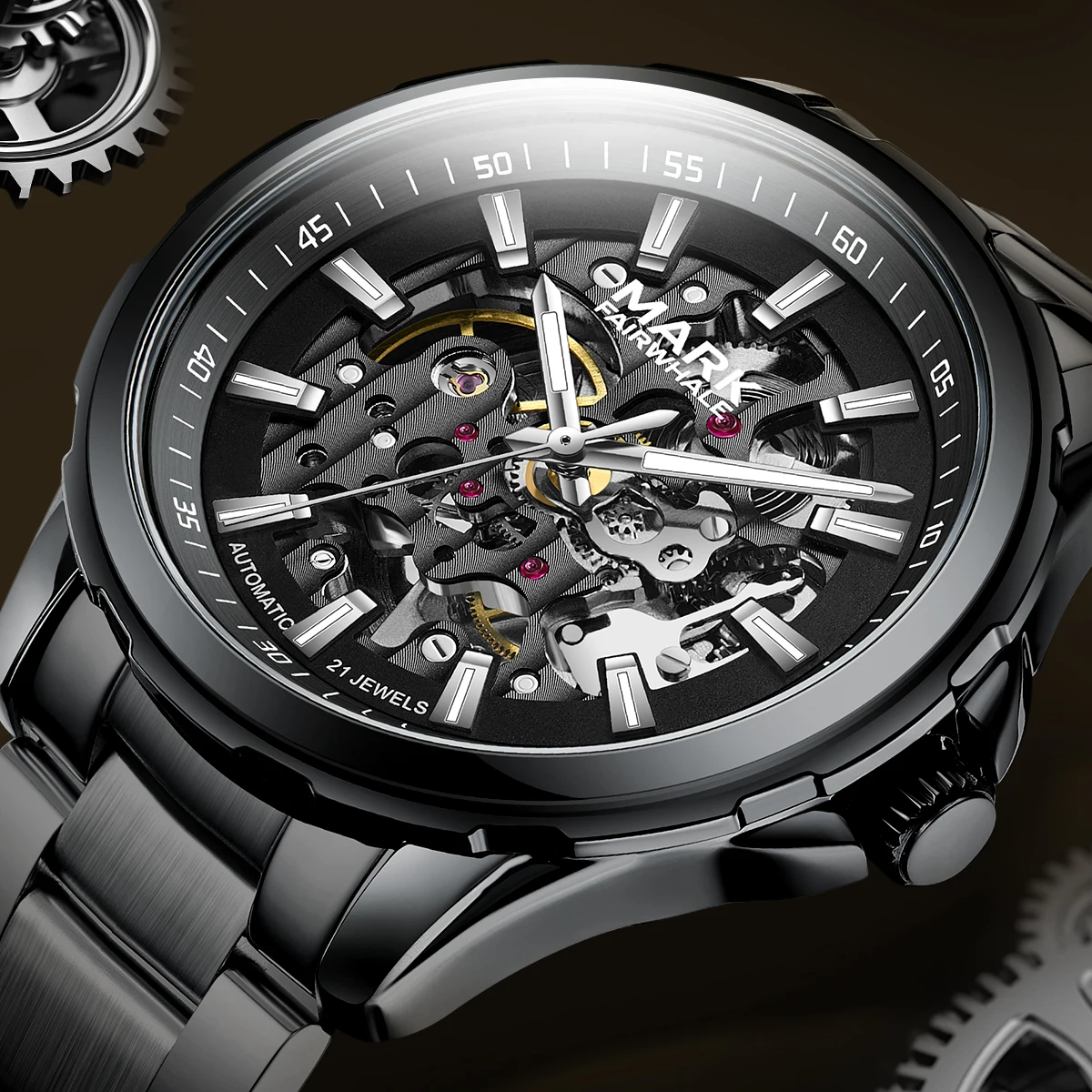 MARK FAIRWHALE Fashion Multi-layer Texture Dial Men Mechancial Watch Automatic Movement Watch Waterproof Watches for Man
