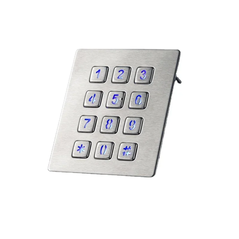 12 Keys Panel Mount Rugged Backlight Metal Numeric Keypad For Smart Locker Access Control