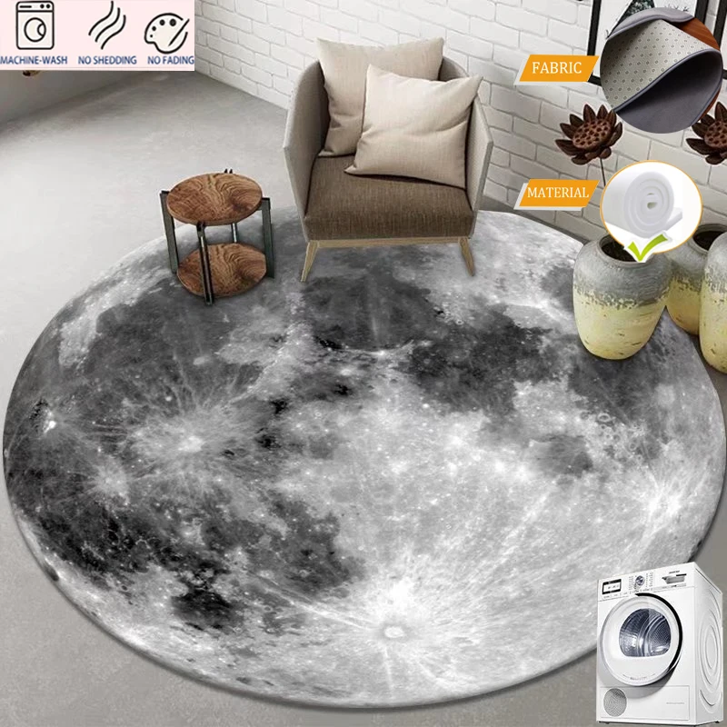 Modern Abstract Round Carpets for Living Room Large Area Rugs Bedroom Decor Elastic Carpet Chair Rug Non Slip Floor Mat Washable