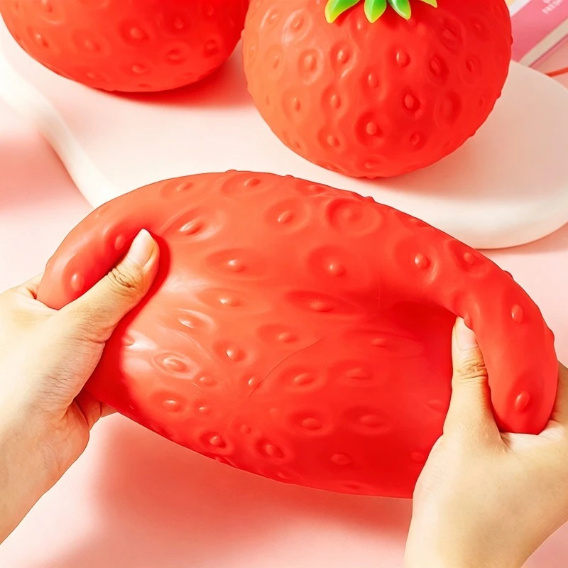 Riesiges Erdbeer-Squishy-Spielzeug, extra große Größe, Erdbeer-Fidget-Spielzeug, langsam aufsteigender, formbarer Entspannungsball für Erwachsene, Freunde, Geschenke