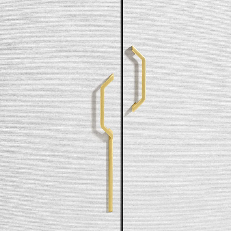 Modern Minimalist Wardrobe Door Handle Light Luxury Gold Kitchen Cabinet Handles Drawer Cabinet Knob Zinc Alloy Furniture Handle