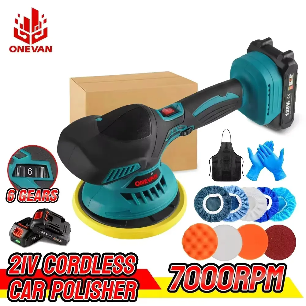 ONEVAN 21V Electric Car Polisher Cordless Automotive Polisher 7000rpm Adjustable Wireless Car Polisher For Makita 18V Battery