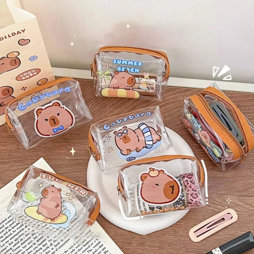 

Simple PVC Transparent Coin Purse Smooth Zipper Cartoon Makeup Bag Storage Pouch Women's Bags