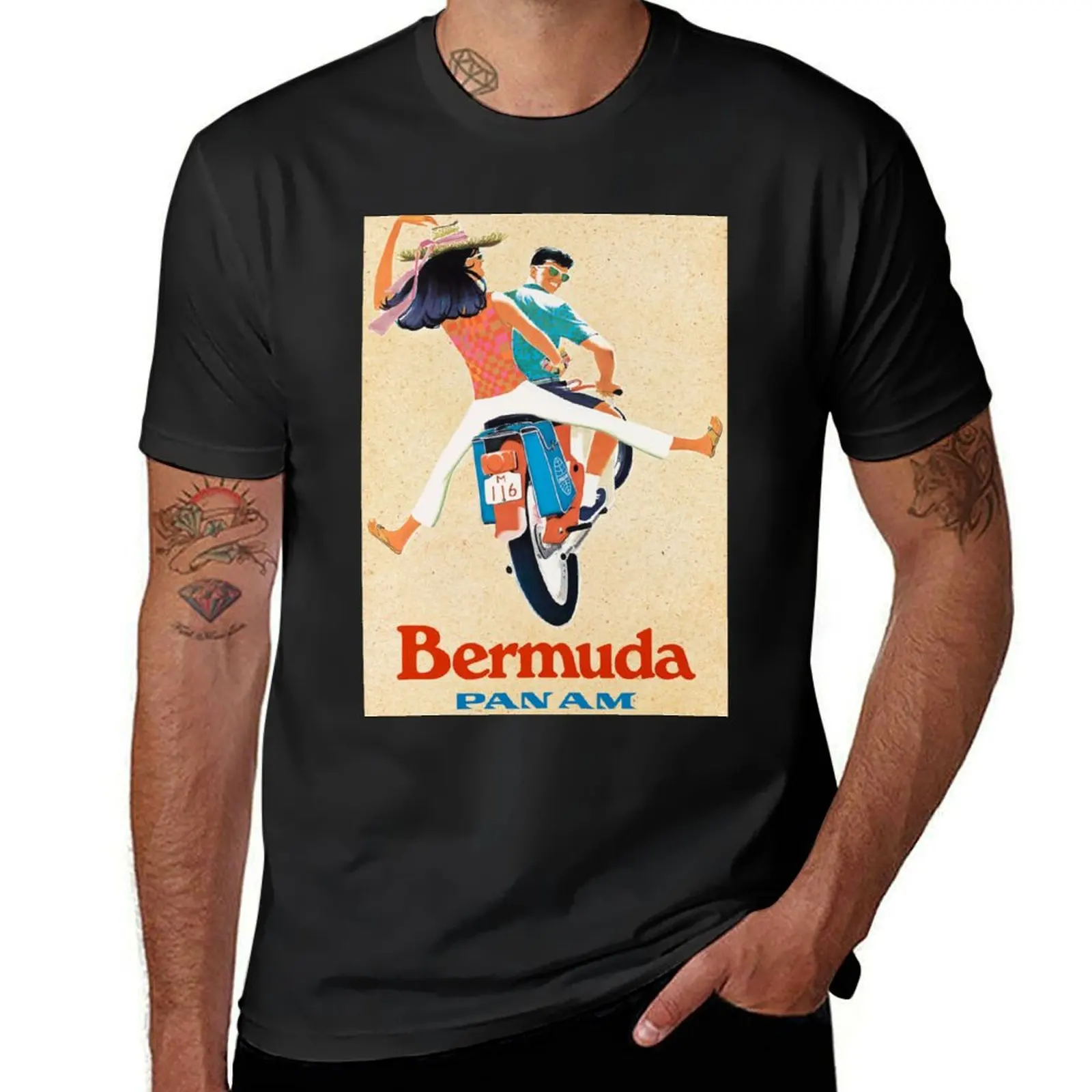 1960 Bermuda Pan American Airlines Travel Poster T-Shirt sweat Blouse men clothings