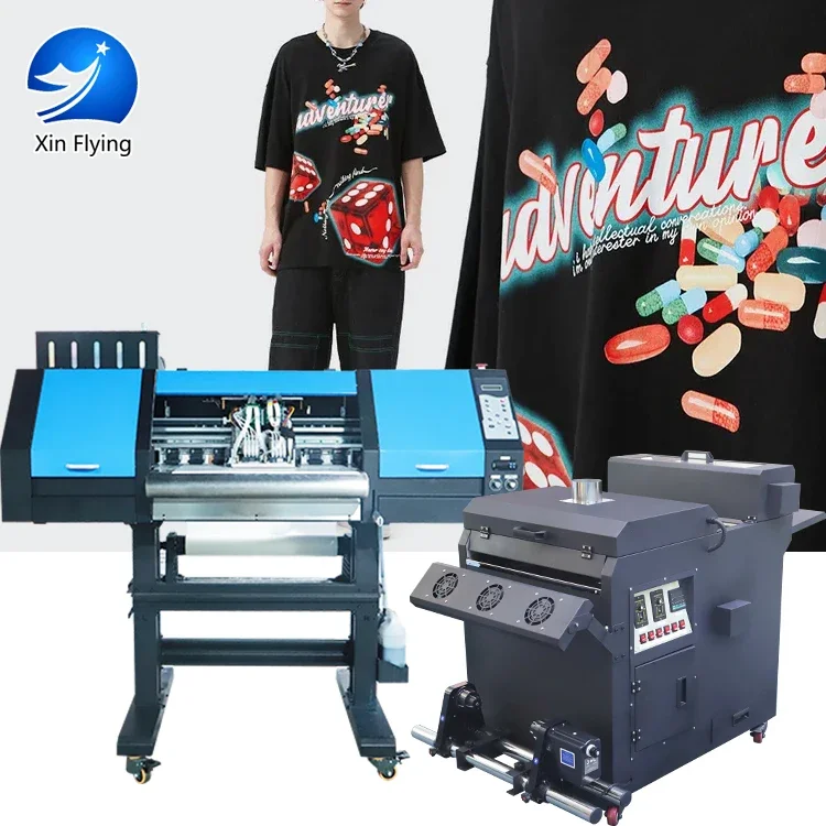 Door to Door Service 60cm DTF Printer Double 4720 I3200 Print Head Fabric Clothes Pet Film Printer With Powder Shaker