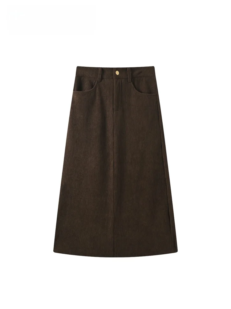 

Юбка из вельвета больших размеров для женщин, корректирующая фигуру, для фигуры типа «груша», красивая, осенняя, модная, больших размеров