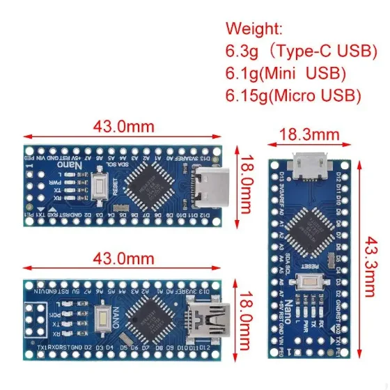 ATMEGA328P Mini Type-C Micro Interface Improved Module Compatible with 2014 Version nano V3.0 for USB Driver CH340