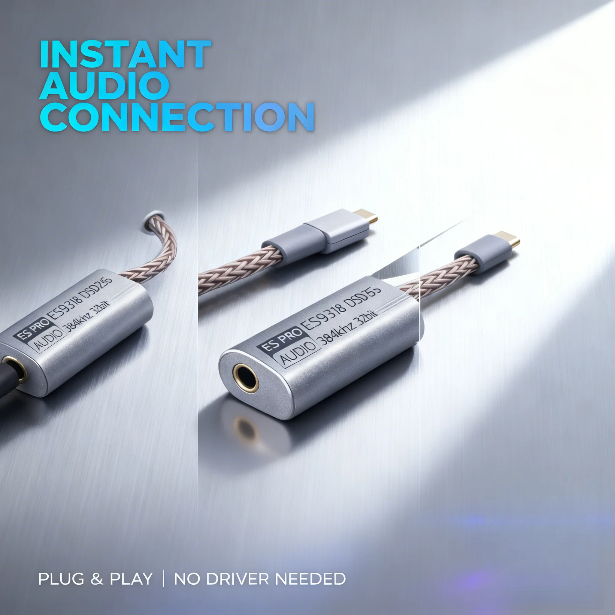 

ЦАП USB-C высокой мощности 180 мВт, для чипа LY Tech ES9318, DSD256 Hi-Res, портативный алюминиевый адаптер с ЧПУ