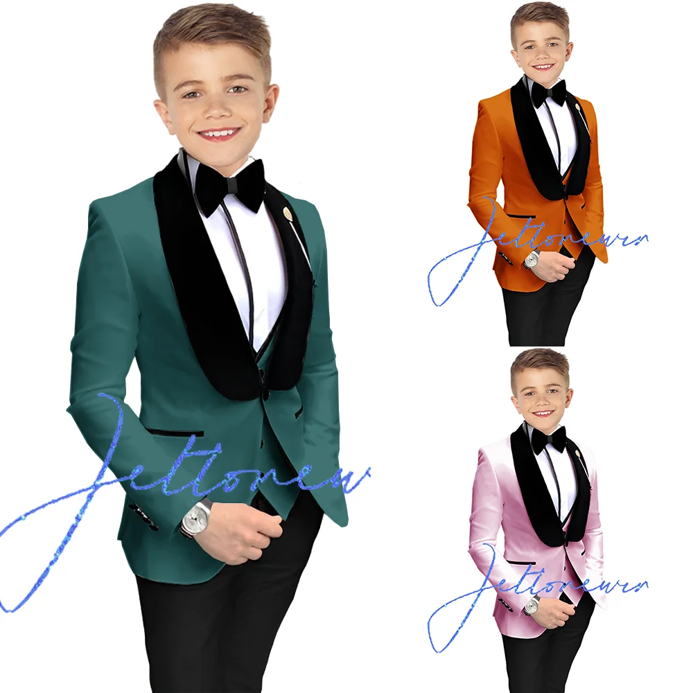 Traje personalizado para niños, chaqueta, pantalones, chaleco, esmoquin para niños de boda, traje de 3 piezas, ropa Formal elegante para fiesta para niños