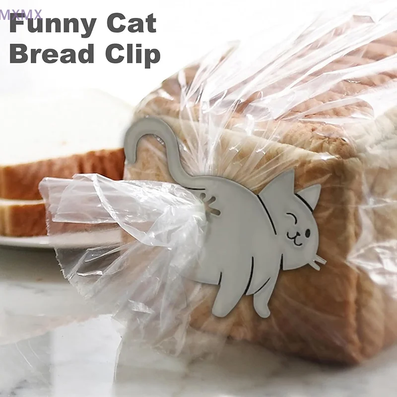 مضحك القط بعقب الخبز كليب ثلاثية الأبعاد حقيبة مطبوعة كليب حقيبة حامل الجدة أداة المطبخ لمحبي القط تخزين المواد الغذائية ديكور المنزل 1/2/3 قطعة #5