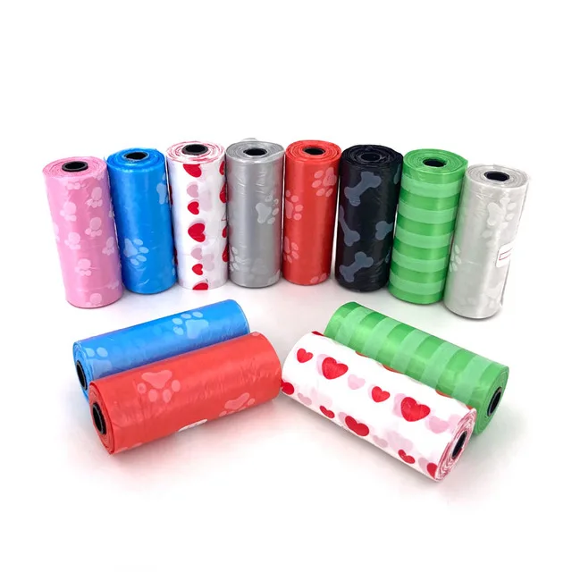 1-7Roll Pet Dog Poop Bags Dispenser Collector Garbage Bag Puppy Cat Pooper Scooper Bag Rolls Outdoor Clean Pets Accessories