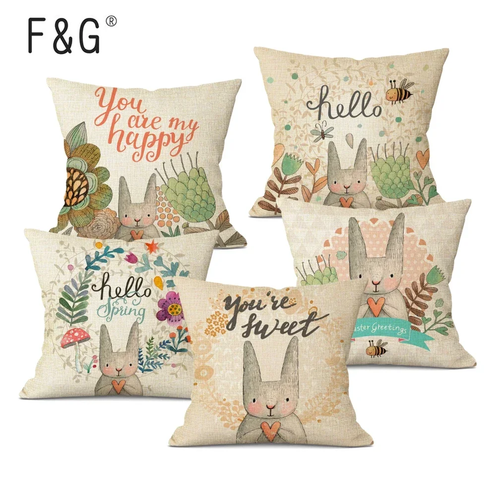 

Animal Cushion Cover Cute Cartoon Rabbit Series for Children Decorative Throw Pillowcase for Sofa Car Chair Home Decor