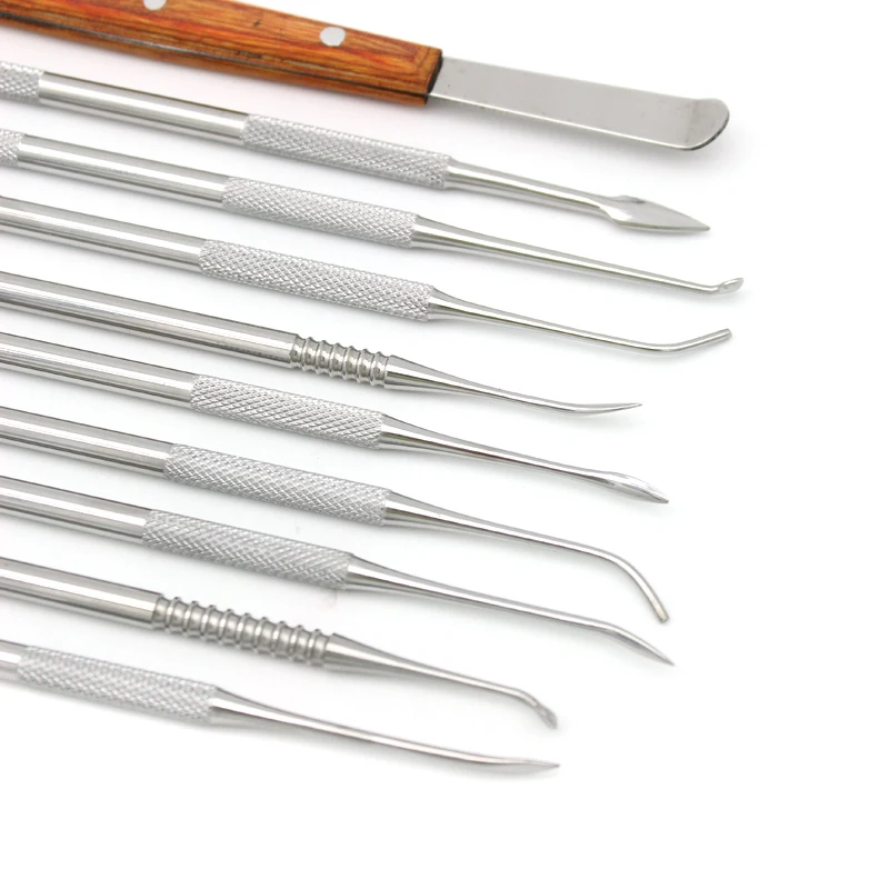 10pcs Dental Spatula Plaster Knife Practical Stainless Steel Versatile Teeth Wax Carving  Set Instrument Dentist Tools