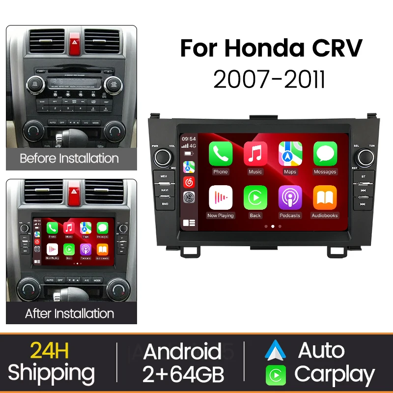 MEKEDE  Car Radio Wireless CarPlay Android Auto For  Honda CRV CR-V 2007-2011 Multimedia FM WIFI BT Car Intelligent Systemsar