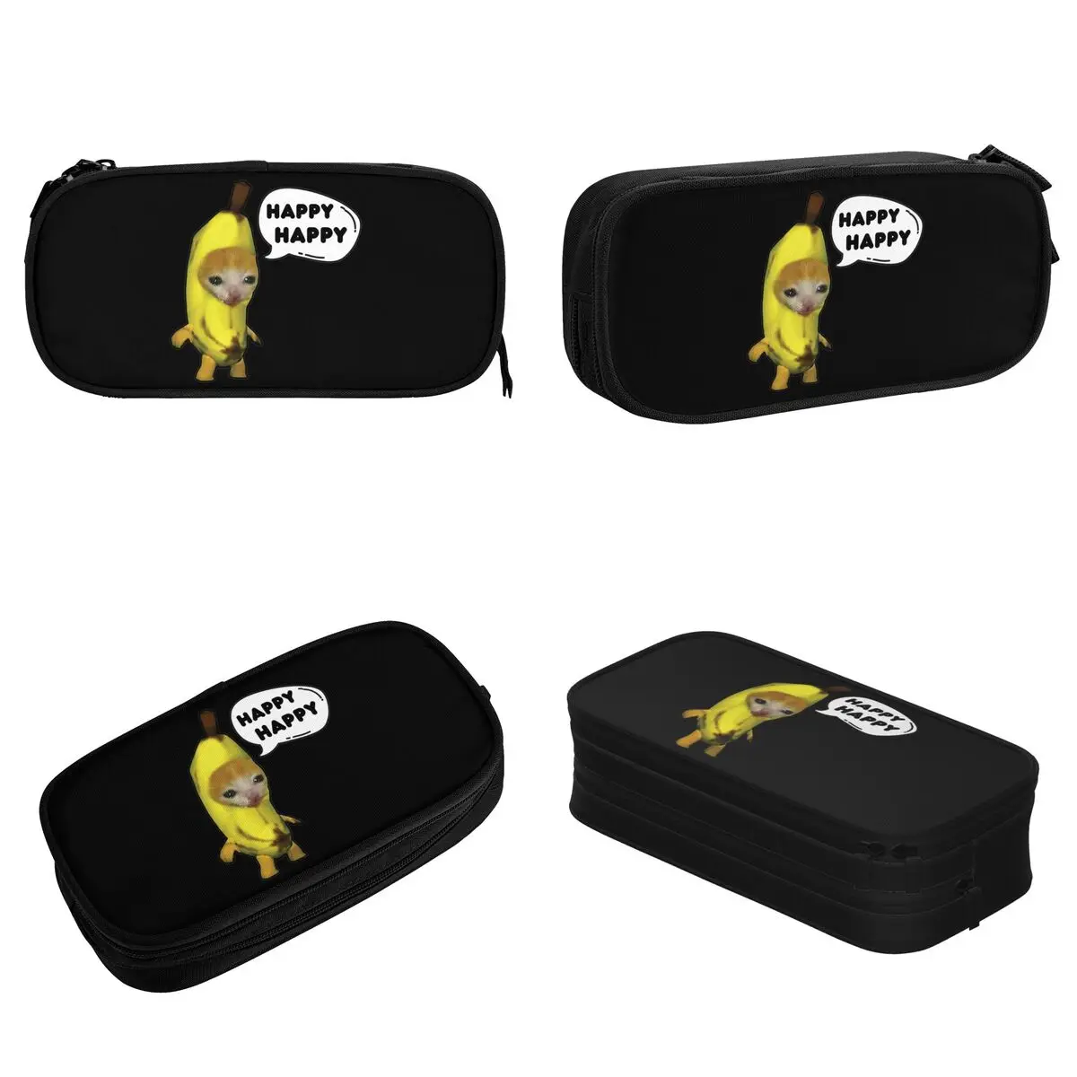 Cute Happy Banana Cat Meme Pencil Case Pencil Box Pen for Student Large Storage Pencil Bags Students School Gifts Stationery