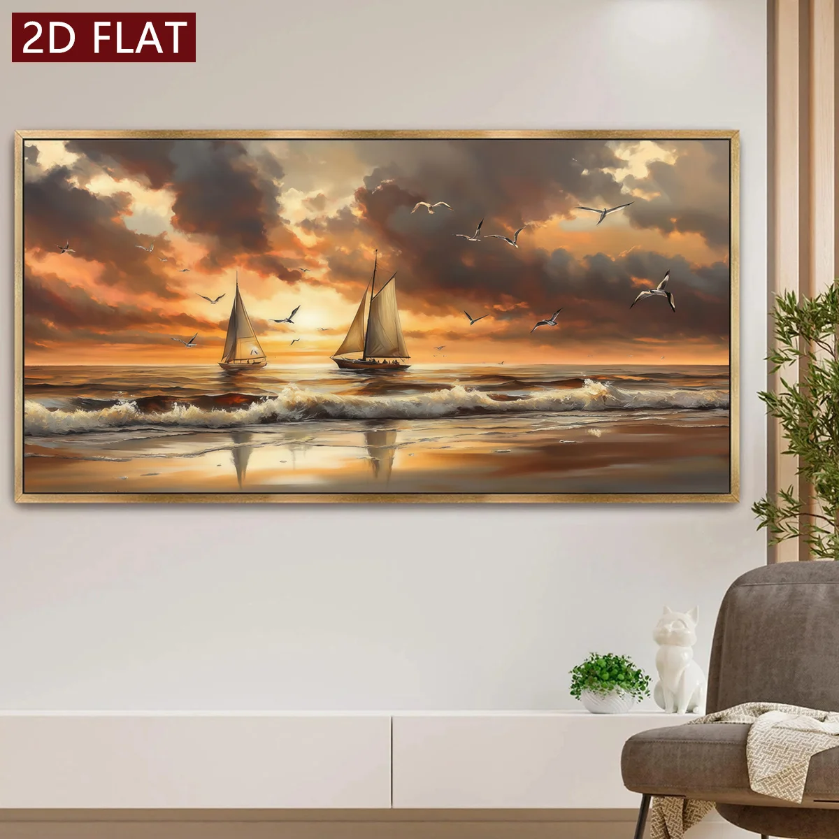 1pc Sailing Boats Over Ocean Waves Posters Canvas Prints Wall Art Painting For Living Room Bedroom Modern Unframed Home Decor