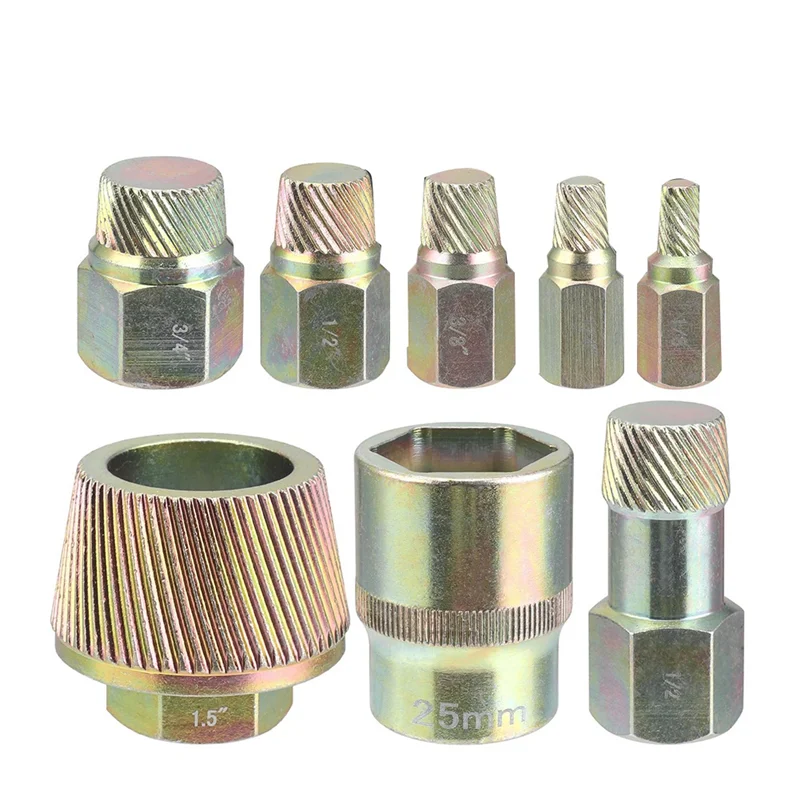AT02-8-Pieces Pipe Nipple Extractor With Solid Storage Case For Rusted Drain Tub Bathtub Stopper
