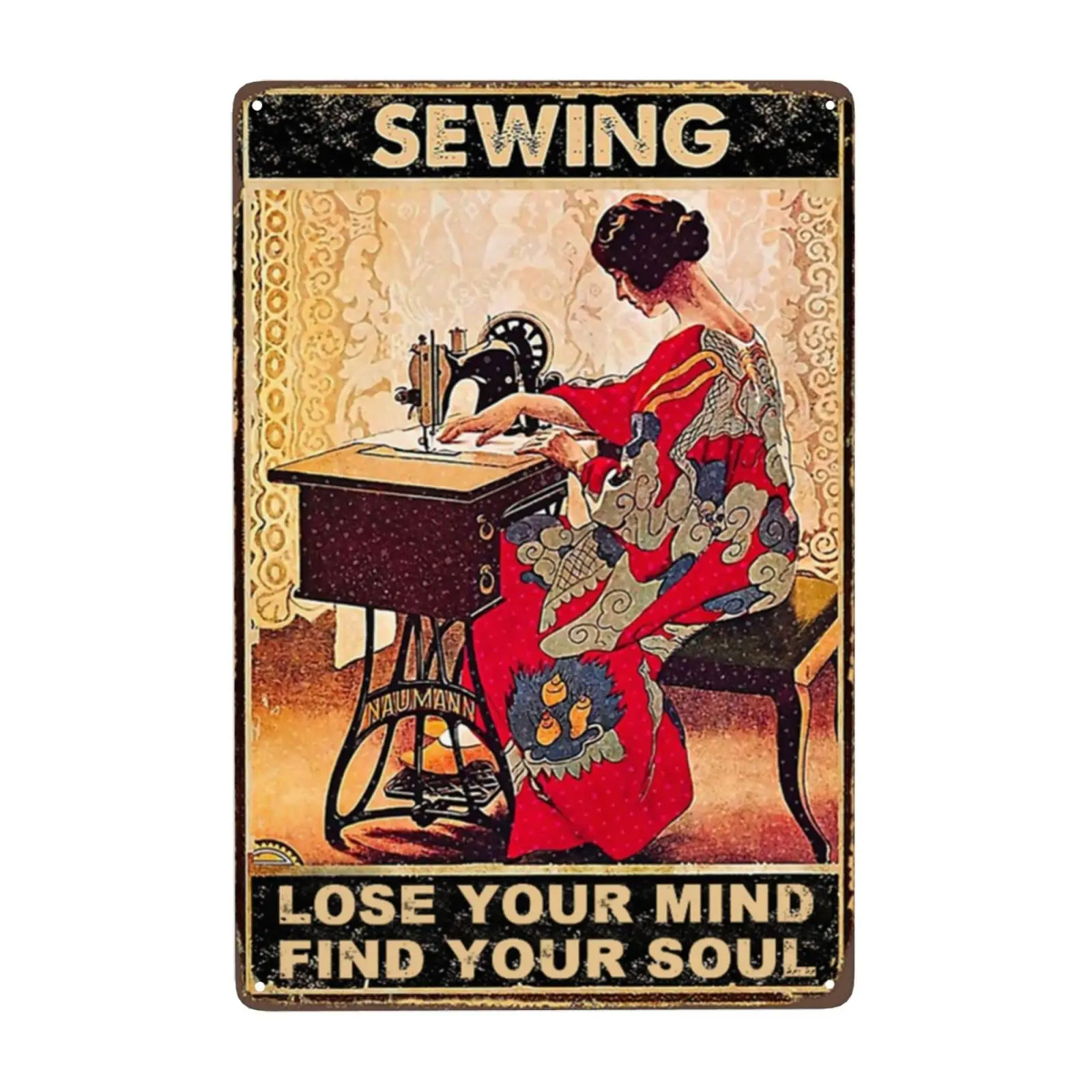 Funny Signs for Women Sewing Vintage Sewing Signs Lose Your Mind Find Your Soul Retro Metal Tin Signs Man Cave Garden Dining Roo
