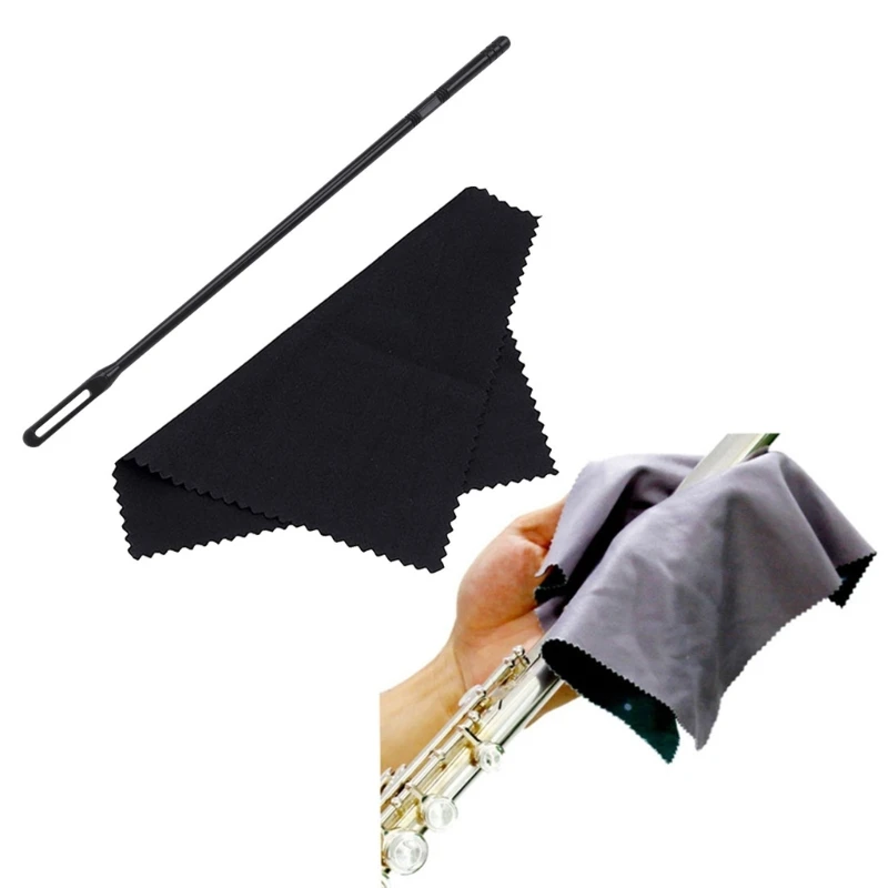 Flute Cleaning Kits Cleaning Cloth and Rod Wind Instrument Cleaner Supplies for Easy Polishing Inside Care Durable