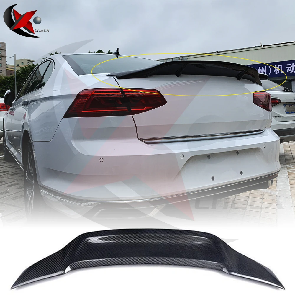 

For Volkswagen VW Magotan Passat B8 2017-2023 Tail Wing Rear Trunk Car Tail R Styling Gloss Black Real Carbon Fiber Spoiler