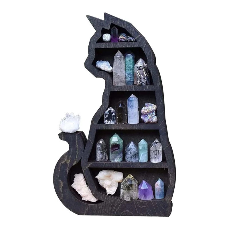 

Wooden Wall Hanging Crafts Crystal Display Rack Handmade Hanging Ornaments Storage Rack Gothic Witch Room Decorations