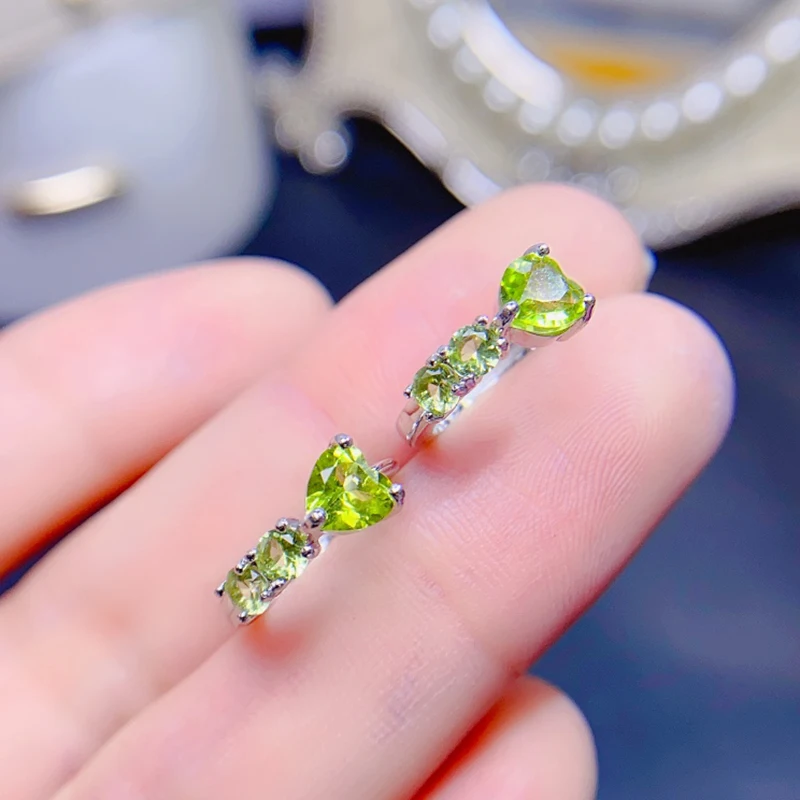 Natural olivine earrings for women silver 925 jewelry luxury gem stones 18k gold plated free shiping items