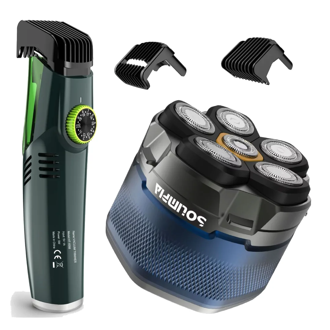 Hatteker Professioneller Haarschneider mit Vakuumfunktion Barttrimmer für Männer Einstellbare Länge Wasserdicht USB-Aufladbar
