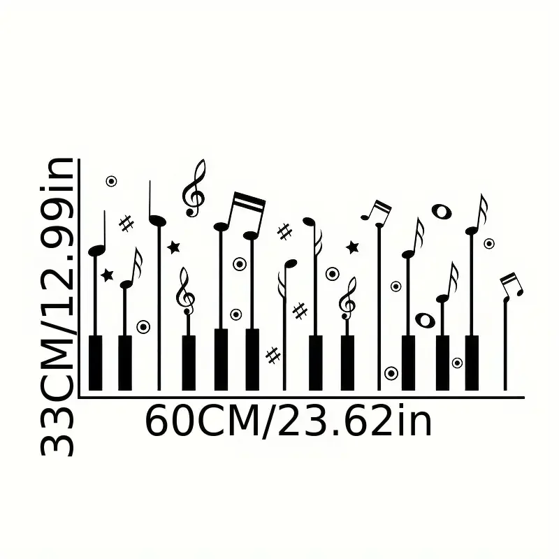1pc Creative Wall Sticker, Music Note Piano Pattern Self-Adhesive Wall Stickers, Bedroom Entryway Living Room Porch Home Decorat view 4