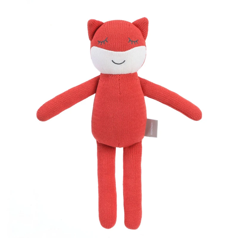 

33CM Soft Red Knitted Wool Fox Doll Stuffed Toy Baby Sleeping Comfort Doll Children's Day Gift