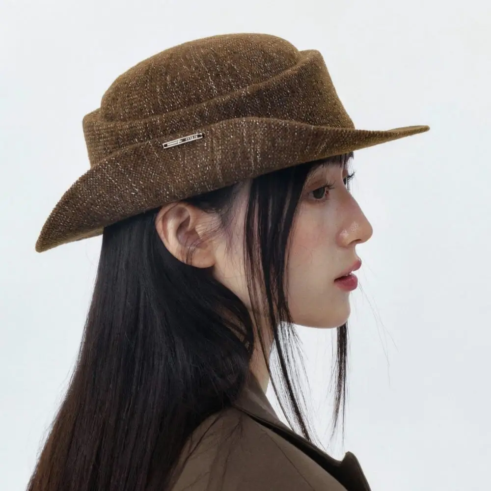 Elegant Brown Equestrian Cap Women Trendy Retro Felt Fedora Hat Spring Autumn Fashionable Casual Daily Sun Hat