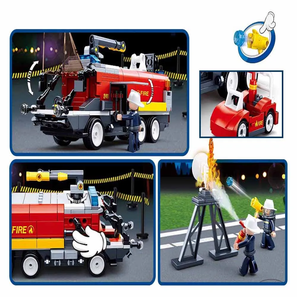 Sluban Building Block Toys Fire Control B0808 Airport Fire Truck 381PCS Bricks Fighting Car Compatbile With Leading Brands