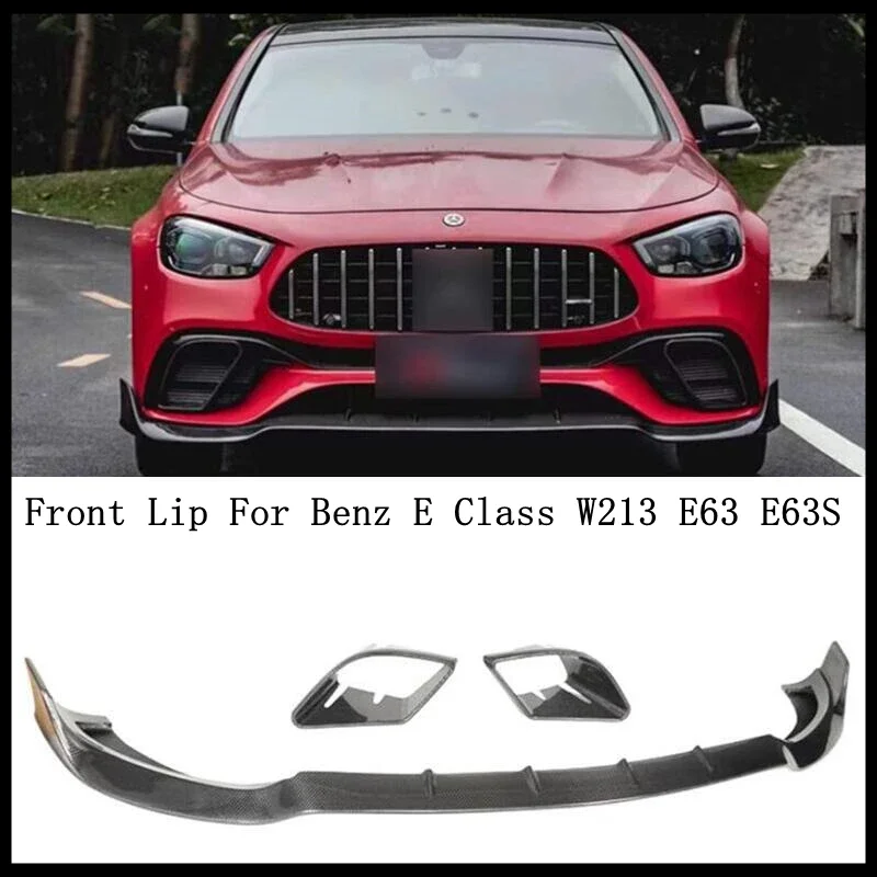 

New！ For Mercedes Benz E Class W213 E63 E63S AMG 2021 2022 2023 Real Carbon Fiber Front Lip Spoiler Fog light Air Vent Outlet Co