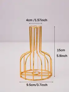 1 set Emas Besi Tempa Logam Vas Hidroponik Wadah Tabung Vas Ruang Tamu Ilustrasi Dekorasi 10 vas emas penjualan terbaik tinggi - №