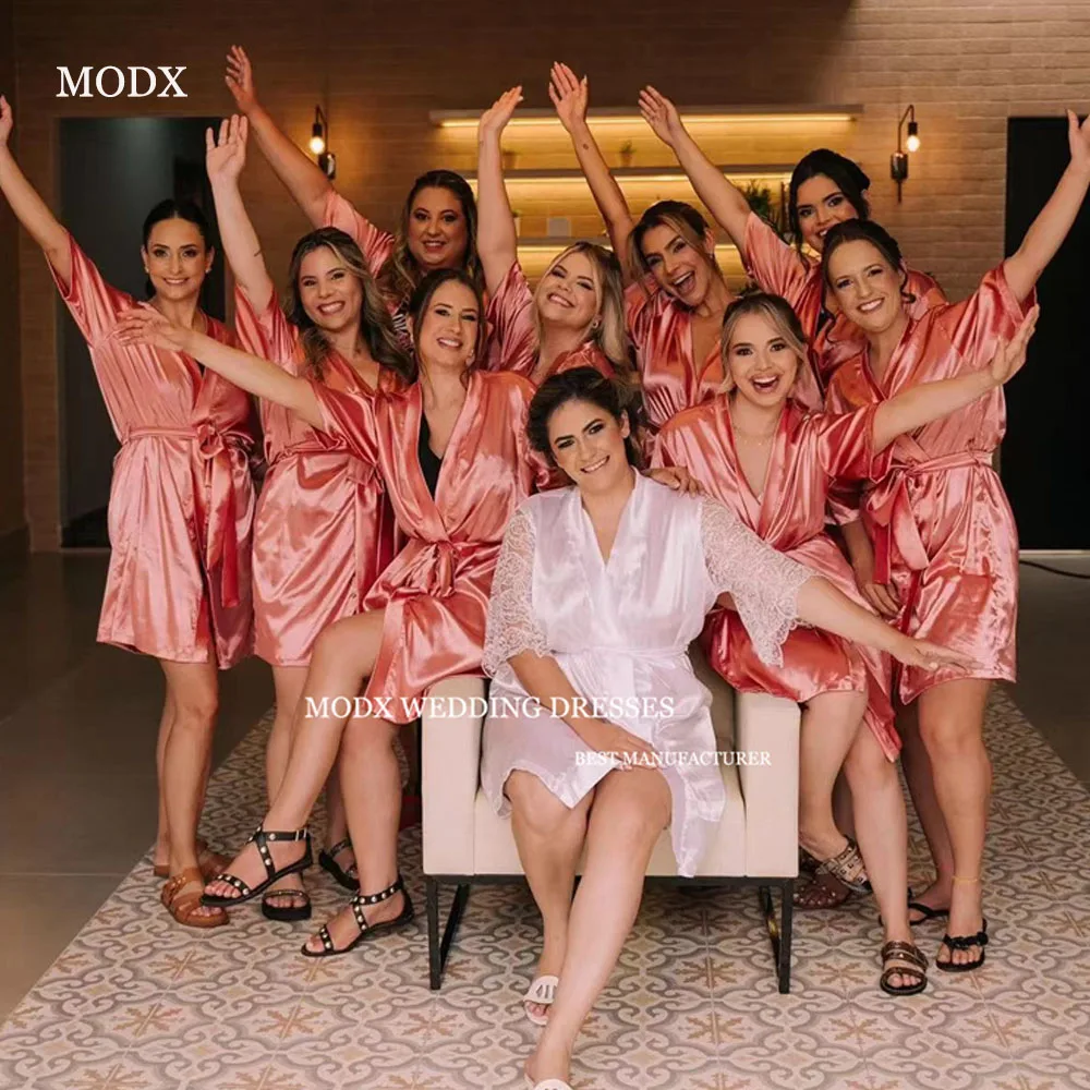 

MODX Cute Blush Pink Prom Party Dresses Silk Short Sleeves Cocktail Dress Night Event Sleep Cloth Garment