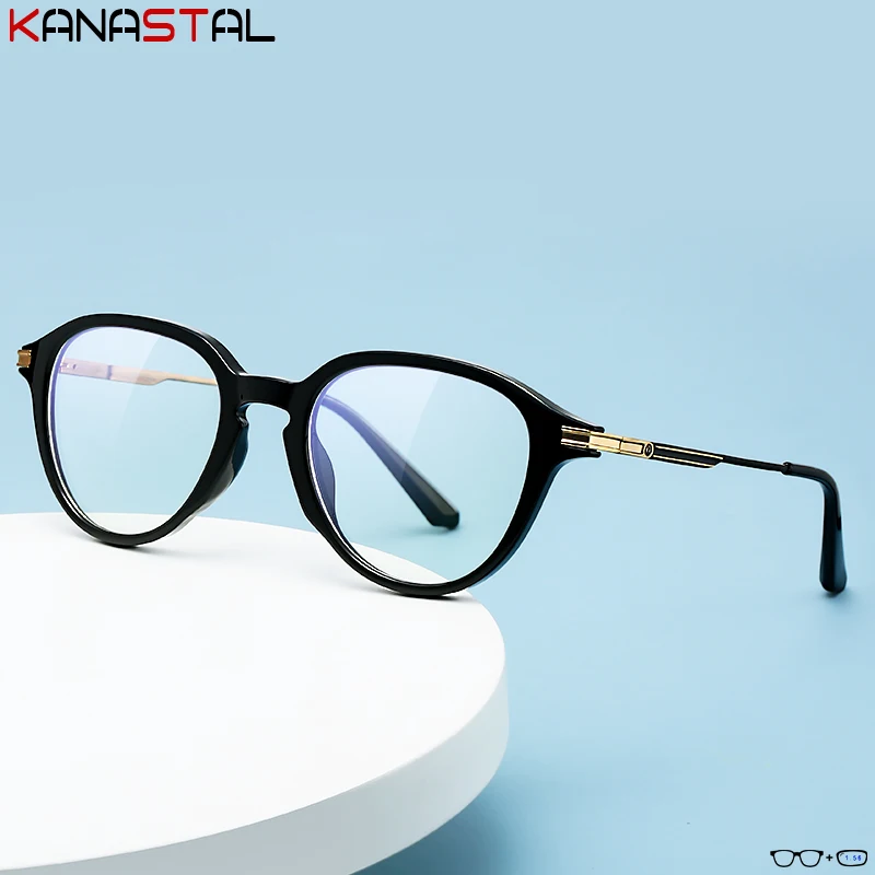 Women Prescription Reading Glasses CR39 Optic Lenses Myopia Eyewear Men Blue Light Blocking Computer TR90 Metal Eyeglasses Frame