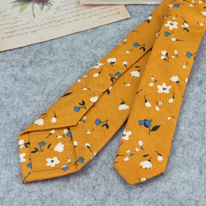 Krawatte mit Blumendruck für Männer und Frauen, schmale Krawatte für Hochzeit, lässige Herrenkrawatten, klassische Fischente, Anzüge, schmale Krawatten, Krawatte – Detail 6